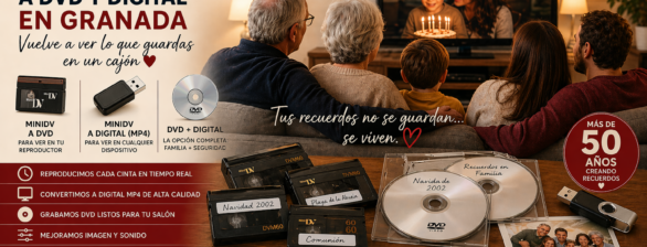 Pasar cintas MiniDV a DVD y digital en Granada | Recupera tus recuerdos